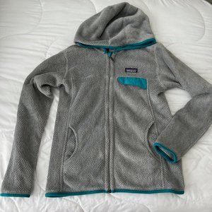 Patagonia Grey and Turquoise Zip Up Hooded Jacket